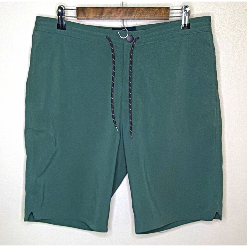 Even Tide Men's Solid Green Board Shorts Size 34 Drawstring Pockets